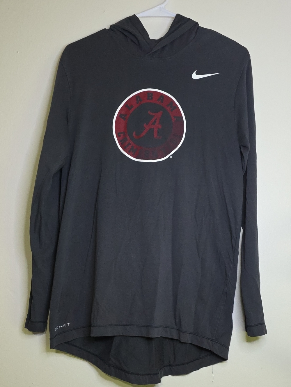 Nike Gray Long-Sleeve Alabama Crimson Tide Logo Hoodie Tee Shirt